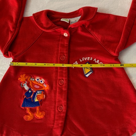 Sesame Street Vintage Red Jacket or Sweater with Embroidered Zoe Loves ABC’s 2T - Picture 8 of 10